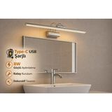 Mikasso Krom Sarjlı LED Flüt Resim Aplik | 8W | 3200K Gün Işığı | 50CM | Duvar Tipi Ayna/tablo Dekoratif Işı - Çok Renkli