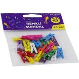 Mikasso Küçük Boy Renkli Mandal 25 mm - 24 Adet/paket 25 Cn