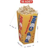 Mikasso Küçük Karton Popcorn / Mısır Kutusu 50 Adet 16 x 8 x 4