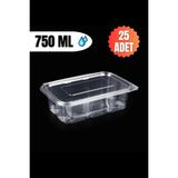 Mikasso Kullan At Tek Kullanımlık Plastik Sızdırmaz Kapaklı Kap Kase Saklama Kabı 750 gr cc 25 Adet Plastik