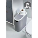 Mikasso Kups Gri 10 Lt Click Çöp Kovası , Mutfak, Banyo, Tuvalet Çöp Kutusu Tuvalet Kağıdı Hazneli Plastik G - Çok Renkli