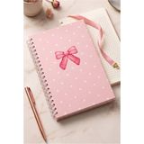 Mikasso Kurdele Desenli Sert Kapak Spiralli Kareli Defter 17X24CM 120 Yaprak 1 Adet Not Defteri Okul Büro Of - Çok Renkli
