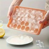 Mikasso Küre Buz Kalıbı Kapaklı 33 Hazneli Yuvarlak Buz Kalıbı Kokteyl Sunum Buz Kalıbı -Pembe Plastik