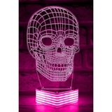 Mikasso Kuru Kafa Görselli 3D Görünümlü LED Lamba Cam Pembe - Çok Renkli