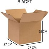 Mikasso Kutu Boş Karton Koli Tasıma Kolisi 27X27X25 Orta Boy 5 Li Adet 27 x 27 x 3