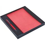 Mikasso Kutulu Hediyelik Set - 13X21 Kırmızı Renkli Soft Deri Not Defteri ve Metal Tükenmez Kalem - Kırmızı - Çok Renkli