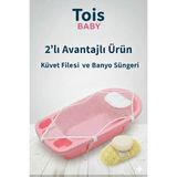 Mikasso Küvet Filesi + Bebek Banyo Yıkama Süngeri 2 Si Bir Arada Beyaz - Çok Renkli