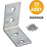 Mikasso L Demiri Mobilya Eşya Dolap Duvara Sabitleme Köşebent Bağlantı Aparatı Gönye 35X35X20 mm 10 Adet. gr