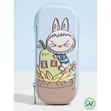 Mikasso Labubu 3D Kabartmalı Organizerli Kalem Kutusu - Çok Bölümlü - Çift Fermuarlı - 3 Boyutlu Oval Kesim - Çok Renkli