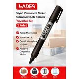 Mikasso Lades Siyah Permanent Marker Silinmez Koli Kalemi Yuvarlak Uç 1 Adet Çok Renkli