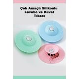 Mikasso Lasili Çok Amaçlı Banyo Küvet ve Mutfak Lavabo Gider Delik Tıkacı Yuvarlak Kaliteli Silikon Süzgeç S