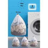 Mikasso Lbag | 3 Adet Çamaşır Yıkama Filesi Ipli 35X45 cm | Çorap Perde Filesi