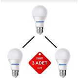Mikasso LED Ampul Beyaz Renk 9 Watt Tasarruflu 3lü Paket