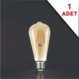 Mikasso LED Filamanlı E27 Rustik Ampul 6 Watt 2500K Gün Işığı ST64 - Çok Renkli