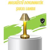 Mikasso LED Masa Lambası 3 Renk Ayarlı Şarjlı Kablosuz Modern Tasarım Ahşap Çok Renkli