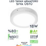 Mikasso LED Tavan Armatürü 18W Beyaz Işık 1650LM 220V A+ Tavan 21CM 6500K Ev Ofis Atölye Balkon IP20