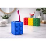 Mikasso LEGO Tasarımlı Diş Fırçalık ve Kalemlik - Çocuk Odası ve Banyo Düzenleyici Plastik Lacivert - Çok Renkli
