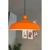 Mikasso Lema Beyaz Tekli Avize Turuncu Boncuk Başlık Sarkıt Lamba Restoran Cafe Salon Avizeleri Metal 1 E27 - Çok Renkli