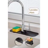 Mikasso Leon Life Elastik Musluk Lavabo Matı Gri-Su Tutucu Düzenleyici Kaydırmaz Mutfak Banyo Matı Plastik 3