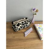 Mikasso Leopar Toskana Peluş Kalemlik Kalem Kutusu Krem Rengi Fermuarlı Içi Astarlı Ölçüleri 20-7-6cm Teksti - Çok Renkli
