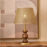 Mikasso Lighting Fiona Ahşap Abajur - Ceviz Ayak / Kahverengi Başlık - 40 cm Metal Kahverengi - Çok Renkli