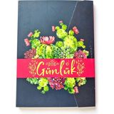 Mikasso Lilamor Zarf Günlük 14,8X21 112SYF.-KAKTÜS-GZFD-007 Karton Düz Çizgili Orta Boy Bordo Konsept Defter - Çok Renkli