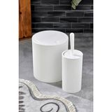 Mikasso Line 2 Parça Yuvarlak Banyo Seti - Çöp Kovası Wc Fırçası Set Plastik Beyaz - Çok Renkli