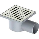 Mikasso Line Serisi 10X10 Yandan Çıkışlı Yer Süzgeci Metal Ø50 Klapesiz Mikrofiber Malzemeden Modern Tasarımlı