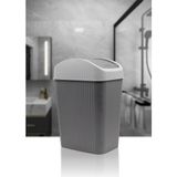 Mikasso Lotus Çizgili Çöp Kovası Antrasit 10,5 Litre Mutfak Banyo Çöp Kutusu Plastik Gri - Çok Renkli
