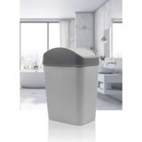 Mikasso Lotus Çizgili Çöp Kovası Gri 10,5 Litre Mutfak Banyo Çöp Kutusu Plastik Gri - Çok Renkli