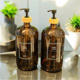 Mikasso Louvre 2'li Cam Dish Soap Sıvı Sabunluk - 1000 ml + 1000 ml Cam Kahverengi - Çok Renkli