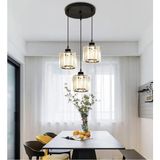 Mikasso Lüks Modern Avize Kristal Taşlı Sarkıt Avize Siyah 3 Lü Sarkıt Metal 3 E27 Siyah Salon / Oturma Odas - Çok Renkli
