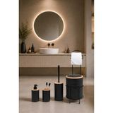 Mikasso Lüks Siyah 6lı I Banyo Seti Metal Standlı Tuvalet Wc Kağıtlık Şık Tasarım Plastik Siyah - Çok Renkli
