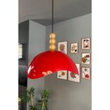 Mikasso Luna Kırmızı Tekli Avize 3 Boncuk Başlık Sarkıt Lamba Restoran Salon Aydınlatma Metal 1 E27 Kırmızı - Çok Renkli