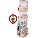 Mikasso Lüx 10'lu Askılı Çanta Dolap Içi Düzenleyici Organizer Pembe 35X125 Kumaş Pembe Tr