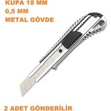 Mikasso Maket Bıçağı 18 mm 0,5 mm Metal Gövdeli Isıl Işlemli Oto Kilit Sistemi 2 Adet
