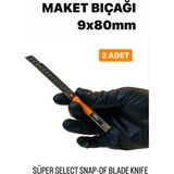 Mikasso Maket Bıçağı 9X80MM Ince -2 Adet- Çelik Gövde Snap-Of Süper Select Blade Knıfe