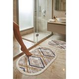 Mikasso Makinede Yıkanabilir Kaymaz Jel Taban 2'li Banyo Seti Paspas Polyester Kalın (12 mm +) Kahverengi - Çok Renkli