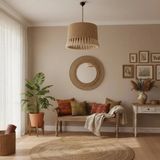 Mikasso Makrome Bohem Sarkıt Avize Hasır 1 E27 Kahverengi Salon / Oturma Odası - Çok Renkli