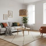 Mikasso Makrome Krem Ponponlu Bohem Avize Kumaş 1 E27 Kahverengi Salon / Oturma Odası - Çok Renkli