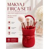 Mikasso Makyaj Fırça Seti ve Düzenleyici Sepet – Şık & Modern Profesyonel Makyaj Organizeri Plastik Kırmızı - Çok Renkli