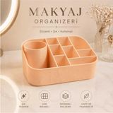 Mikasso Makyaj Organizeri Çok Bölmeli Kozmetik Düzenleyici Makyaj Kutusu Fırçalık Ruj Standı Şık Tasarım Pla - Çok Renkli