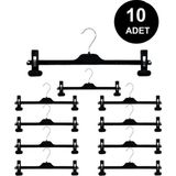 Mikasso Mandallı Askılık 10'lu Em-38/ 38CM Genişlik (Elbise Askısı/ Etek Askısı / Pantolon Askısı) Plastik S