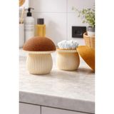 Mikasso Mantar Şeklinde Kulak Çubuğu Pamuklu Kulak Çubuğu Tutucu 10 cm 10X9 cm Plastik Krem - Çok Renkli