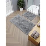 Mikasso Mariveaa Pamuklu Banyo Paspas Takımı (60X100)(50X60)GRI+-001 Pamuk Polyester Gri - Çok Renkli