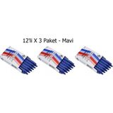 Mikasso Marka Tebeşiri Yağlı- Mavi 12'li x 3 Paket Renkli Tebeşir Mavi - Çok Renkli