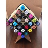 Mikasso Marker Kalem Standı 24 Delikli 3mm Mdf 10*10CM Ebatında Ahşap Kahverengi - Çok Renkli