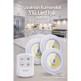 Mikasso Masa Lambası Mutfak Tezgah Altı Banyo Dolabı Dolap Içi Kablosuz 3lü Kumandalı ve Pilli LED Işık Beya - Çok Renkli