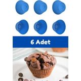Mikasso Mavi 6'lı Silikon Mini Browni Kalıbı - Muffin Kalıbı 6 Adet Cupcake Kek Kalıbı Silikon Mavi