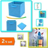 Mikasso Mavi Dolap Içi Organizer + Çok Gözlü Caddy Sepet - Ev & Ofis Düzeni 2’li Set | HT7LKR Plastik Çok Re - Çok Renkli